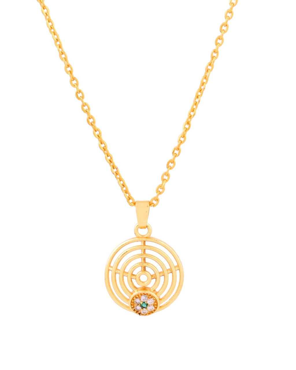 Jewels Nest Minimal Gold-Plated Circular Pendant Necklace For Women