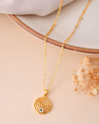 Jewels Nest Minimal Gold-Plated Circular Pendant Necklace For Women