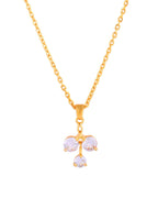Jewels Nest Elegant Gold-Plated Triple Stone Pendant Necklace For Women