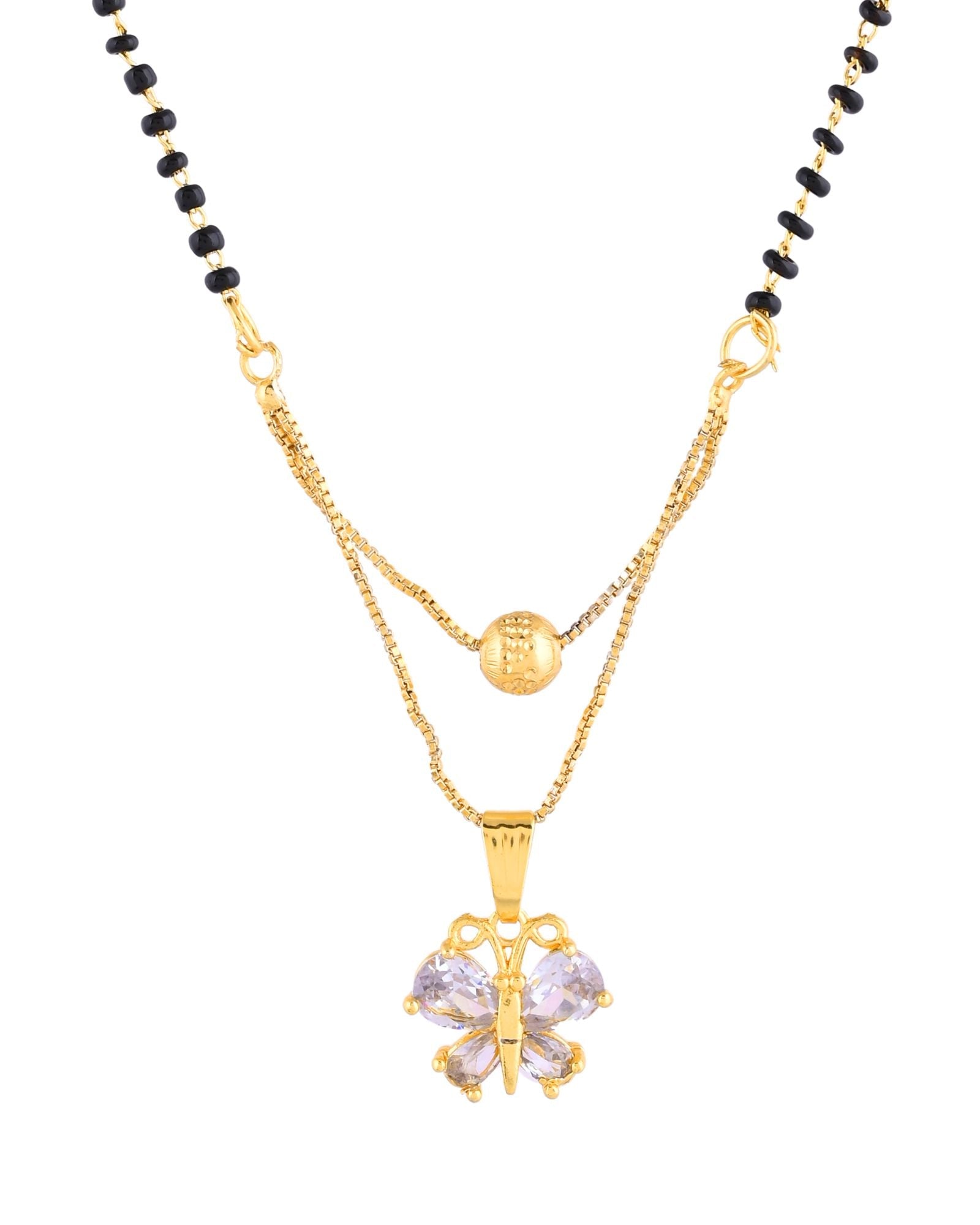 Jewels Nest Gold-Plated Butterfly Pendant Mangalsutra For Women - Distacart