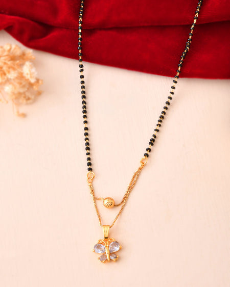 Jewels Nest Gold-Plated Butterfly Pendant Mangalsutra For Women