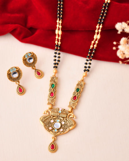 Jewels Nest Traditional Gold-Plated Kundan Mangalsutra Set For Women