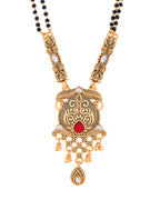 Jewels Nest Antique Gold-Plated Red Stone Temple Mangalsutra Set For Women - Distacart