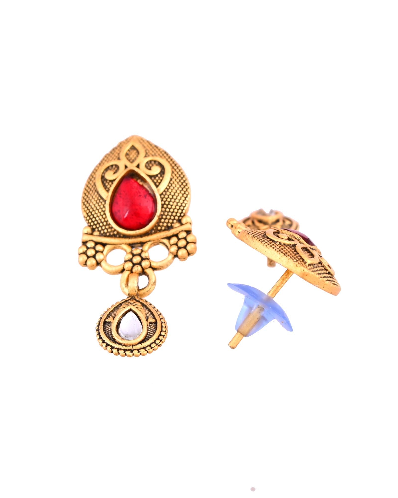 Jewels Nest Antique Gold-Plated Red Stone Temple Mangalsutra Set For Women - Distacart