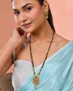 Jewels Nest Antique Gold-Plated Green Stone Temple Mangalsutra Set For Women - Distacart