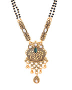 Jewels Nest Antique Gold-Plated Green Stone Temple Mangalsutra Set For Women - Distacart