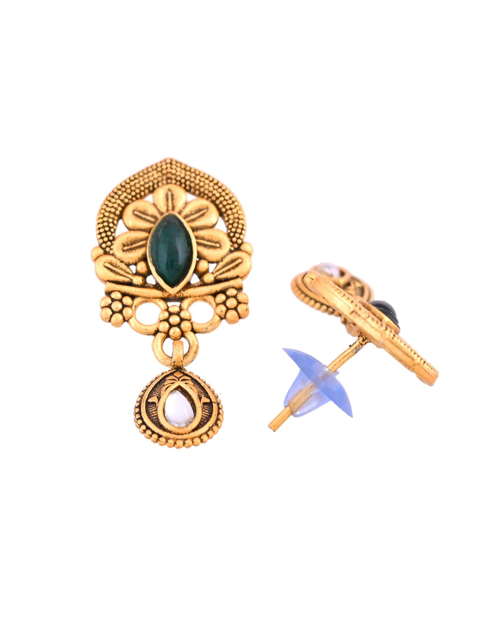 Jewels Nest Antique Gold-Plated Green Stone Temple Mangalsutra Set For Women - Distacart