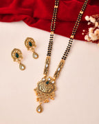 Jewels Nest Antique Gold-Plated Green Stone Temple Mangalsutra Set For Women - Distacart