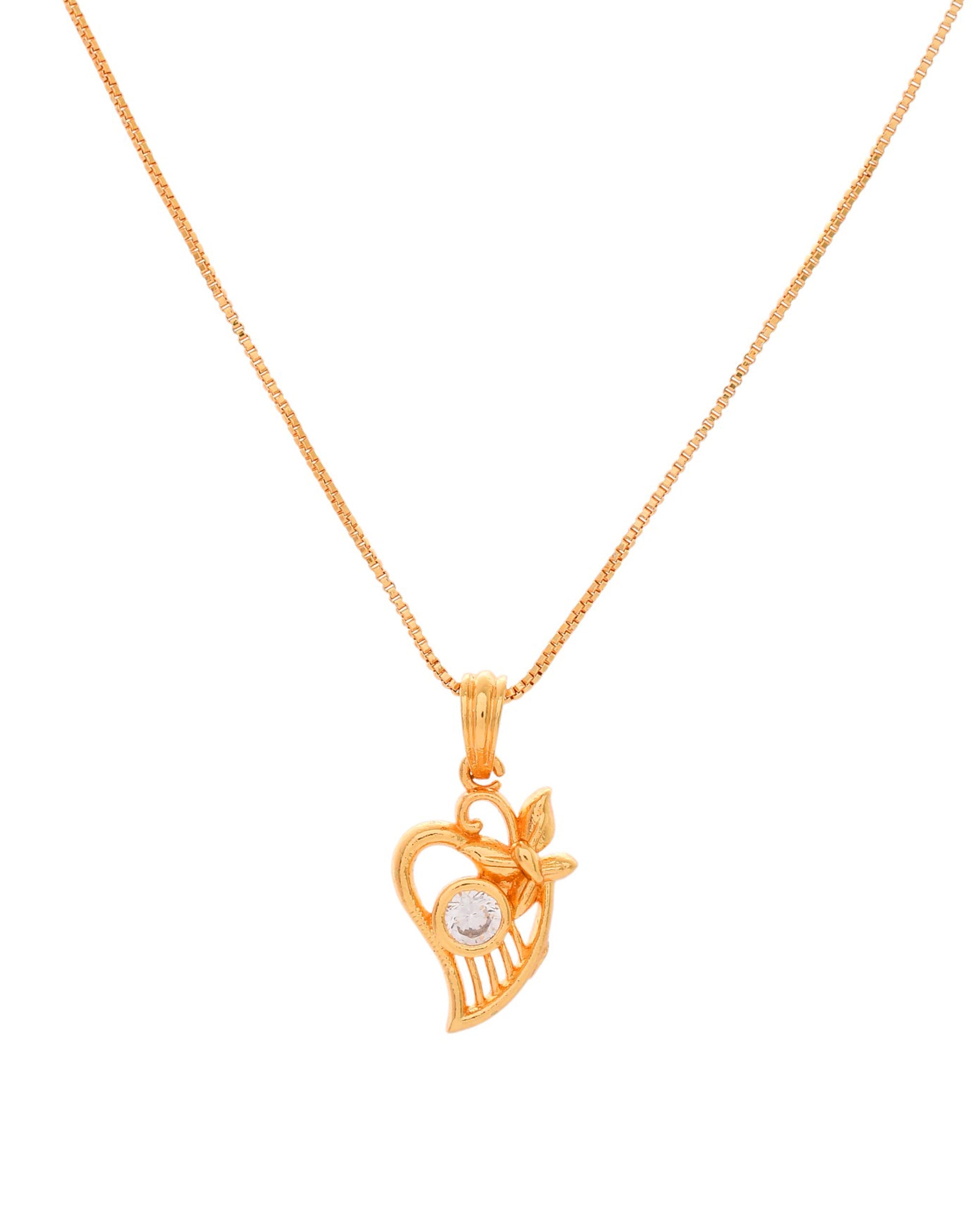 Jewels Nest Elegant Gold-Polished Couple Pendant Set