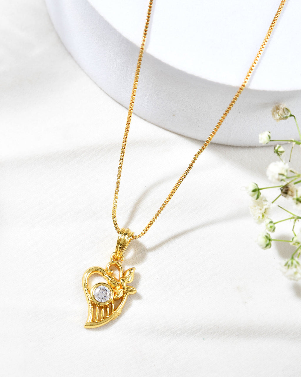 Jewels Nest Elegant Gold-Polished Couple Pendant Set