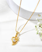 Jewels Nest Elegant Gold-Polished Couple Pendant Set