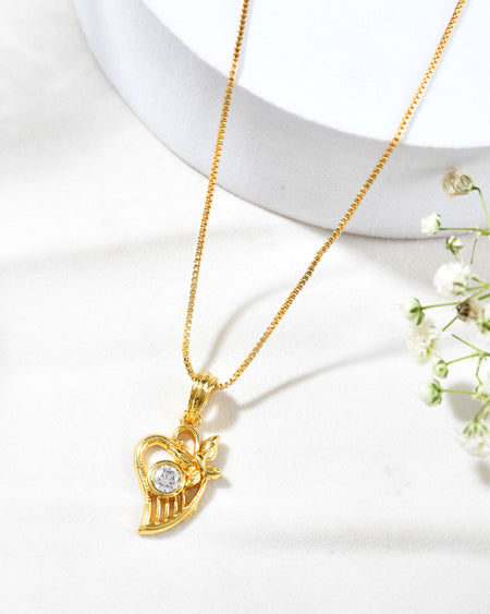 Jewels Nest Elegant Gold-Polished Couple Pendant Set