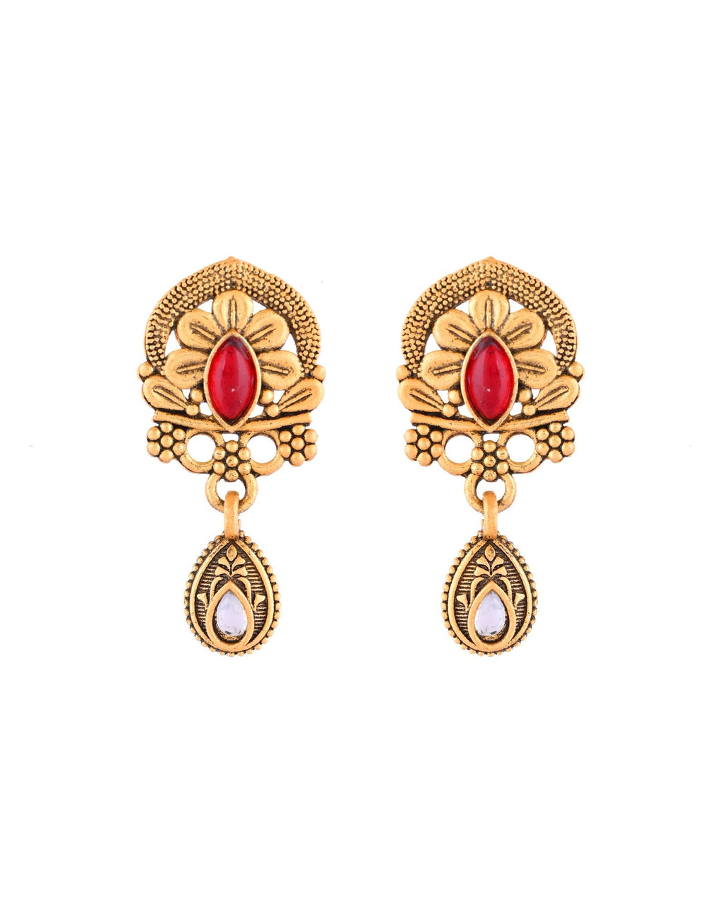 Jewels Nest Antique Gold-Plated Red Stone Temple Mangalsutra Set For Women - Distacart