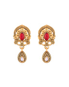Jewels Nest Antique Gold-Plated Red Stone Temple Mangalsutra Set For Women - Distacart