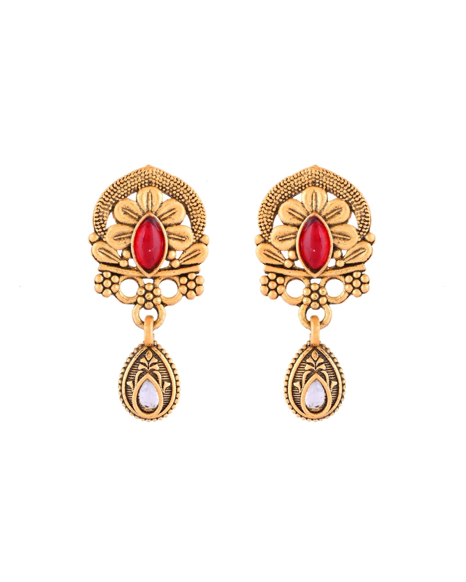 Jewels Nest Antique Gold-Plated Red Stone Temple Mangalsutra Set For Women - Distacart