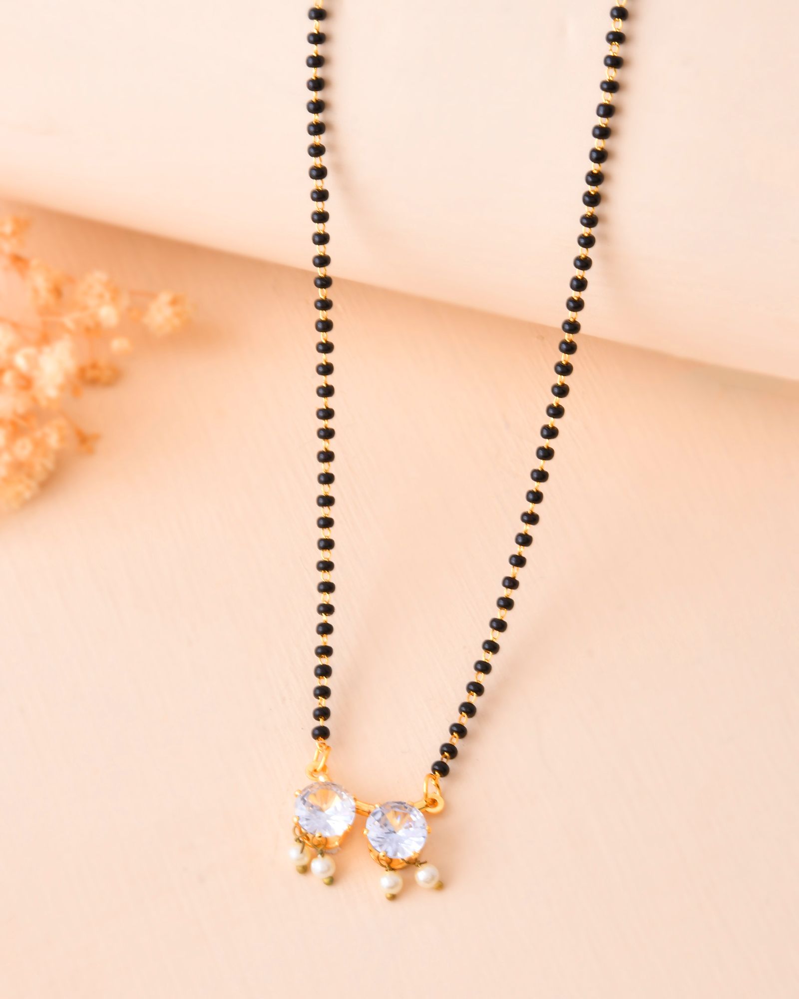 Jewels Nest Minimal Gold-Plated White Stone Mangalsutra For Women - Distacart