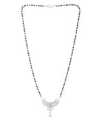 Jewels Nest Minimal Silver-Tone White Stone Mangalsutra With Elegant Curved Pendant - Distacart