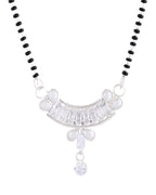 Jewels Nest Minimal Silver-Tone White Stone Mangalsutra With Elegant Curved Pendant - Distacart