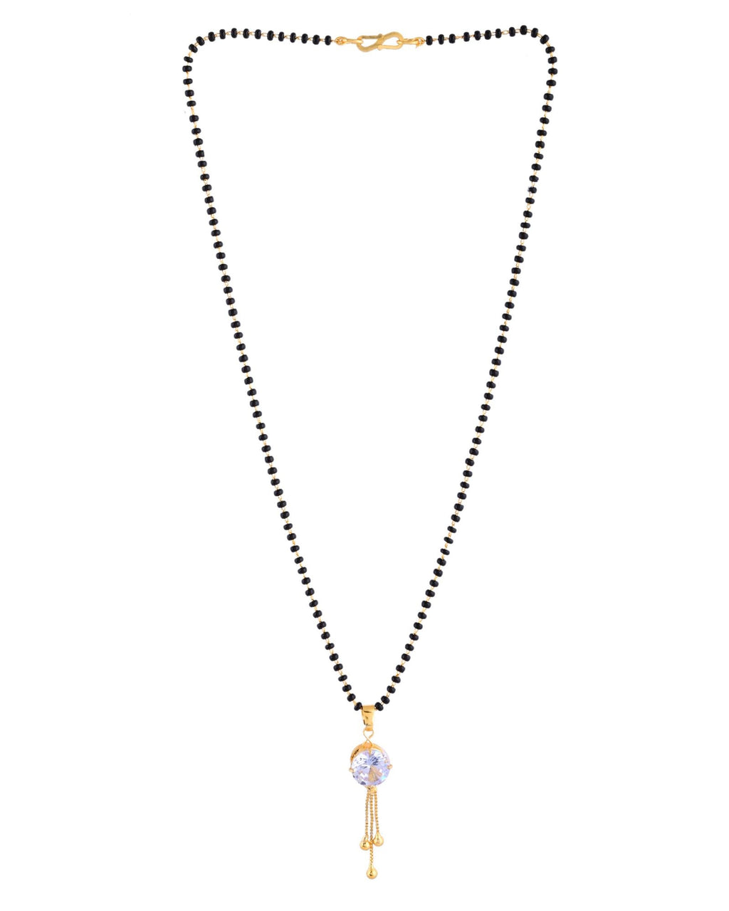Jewels Nest Classic Gold-Tone White Stone Mangalsutra With Single Drop Tassel Pendant - Distacart