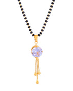 Jewels Nest Classic Gold-Tone White Stone Mangalsutra With Single Drop Tassel Pendant - Distacart