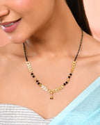Jewels Nest Gold-Tone Leaf Design Black Beads Mangalsutra For Daily Wear - Distacart