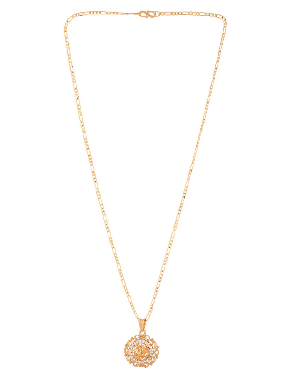 Jewels Nest Gold-Tone Circular Cz Pendant Necklace For Women
