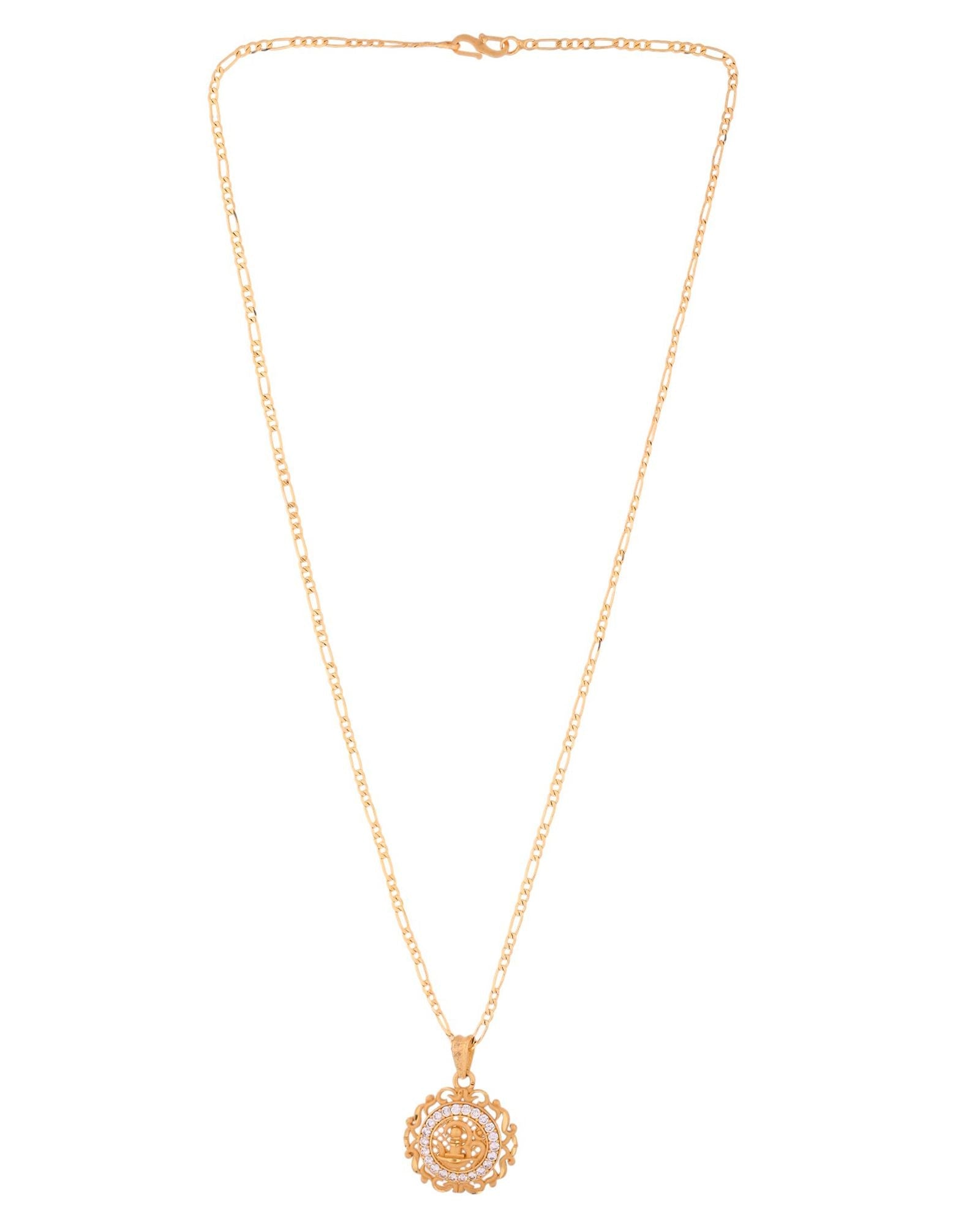 Jewels Nest Gold-Tone Circular Cz Pendant Necklace For Women