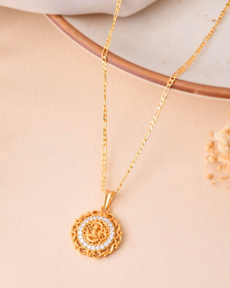 Jewels Nest Gold-Tone Circular Cz Pendant Necklace For Women