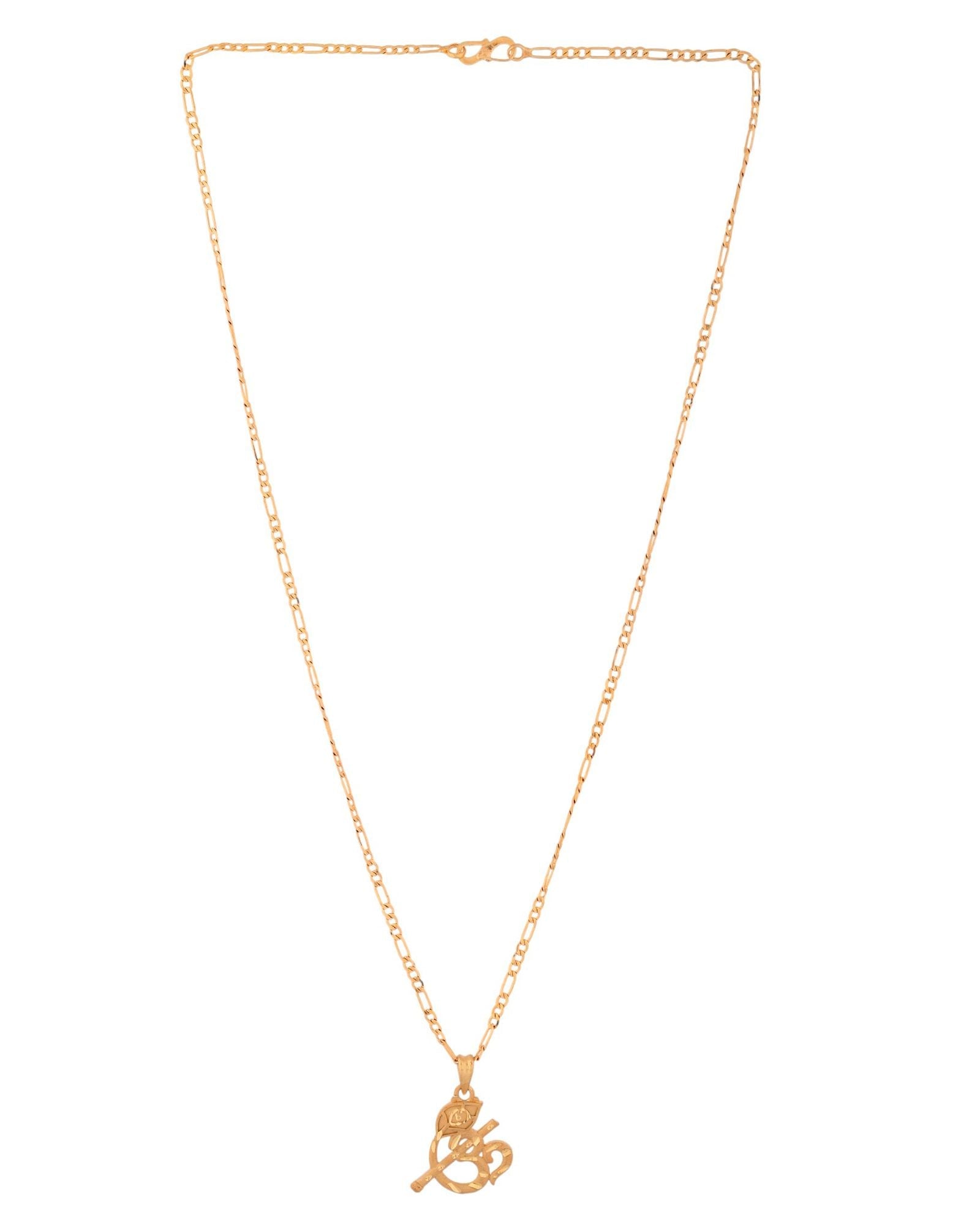 Jewels Nest Gold-Tone Flute Om Pendant Necklace For Women