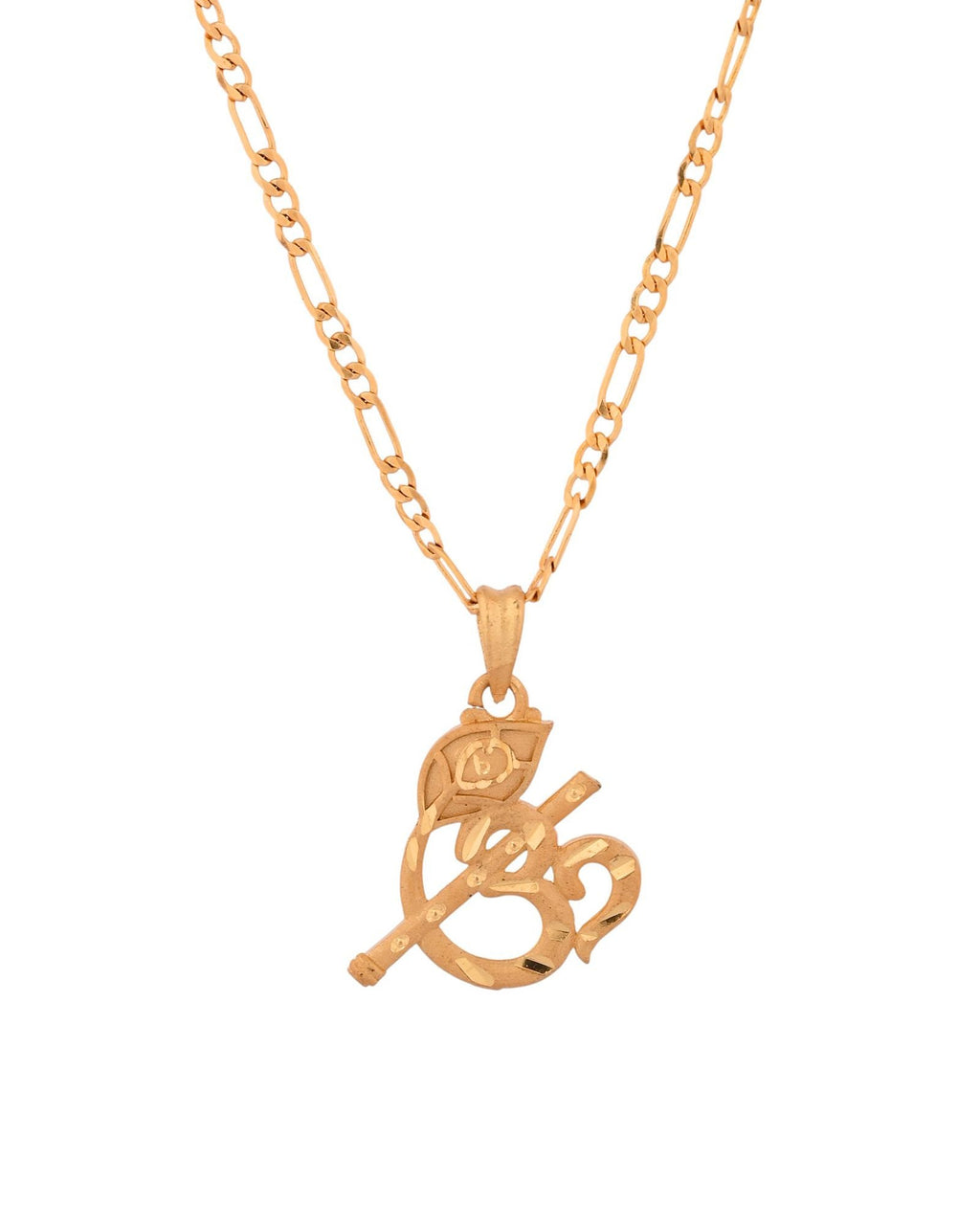 Jewels Nest Gold-Tone Flute Om Pendant Necklace For Women