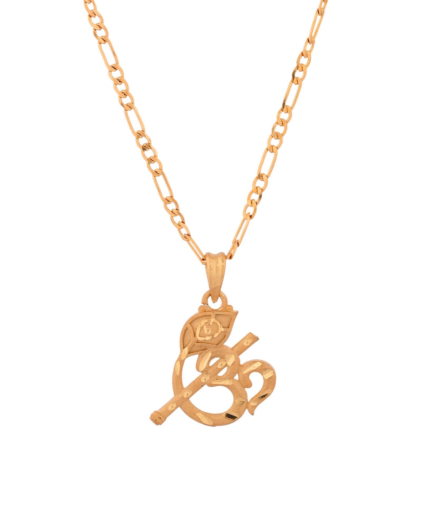 Jewels Nest Gold-Tone Flute Om Pendant Necklace For Women