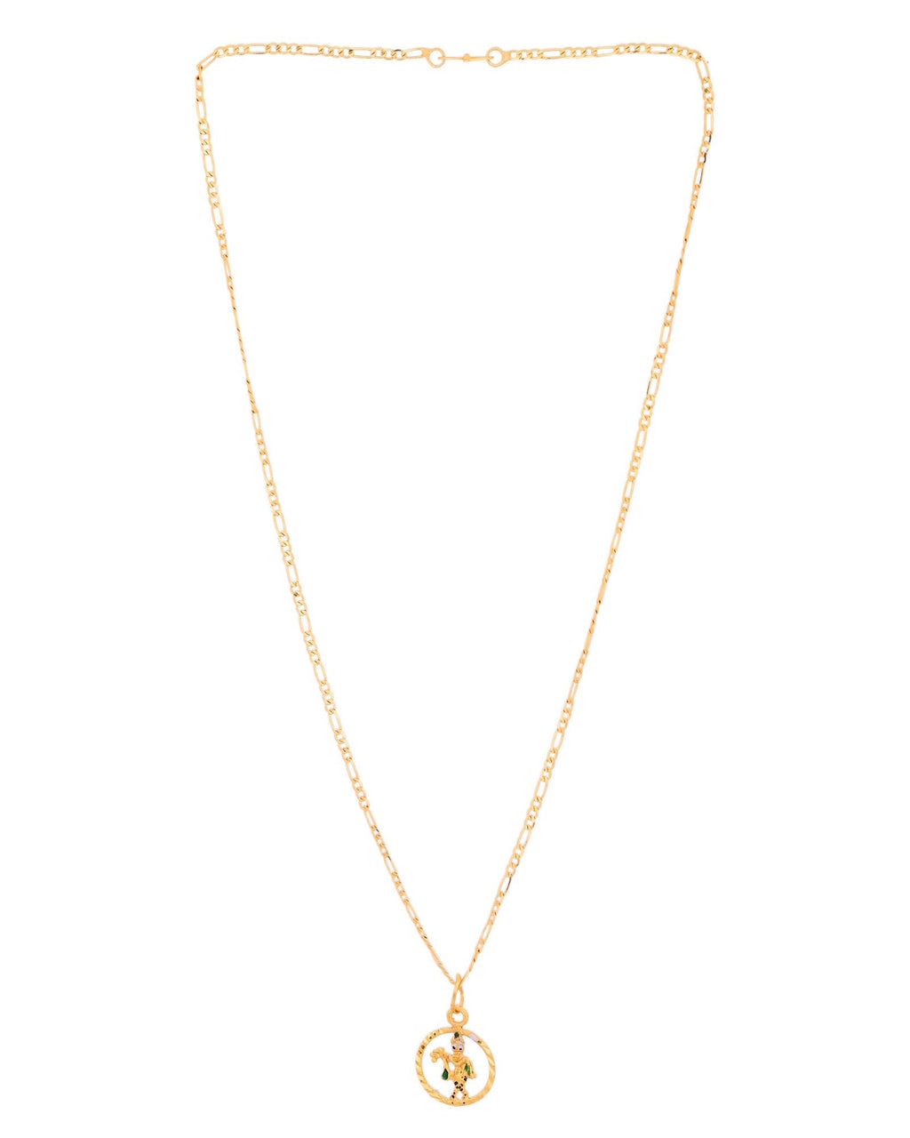 Jewels Nest Gold-Tone Krishna Flute Circle Pendant Necklace For Women