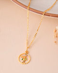 Jewels Nest Gold-Tone Krishna Flute Circle Pendant Necklace For Women