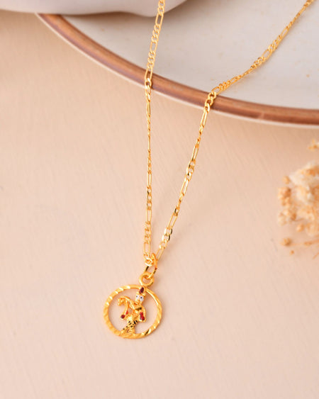 Jewels Nest Gold-Tone Krishna Circle Pendant Necklace For Women