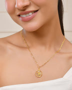 Jewels Nest Gold-Tone Enamel Krishna Circle Pendant Necklace For Women