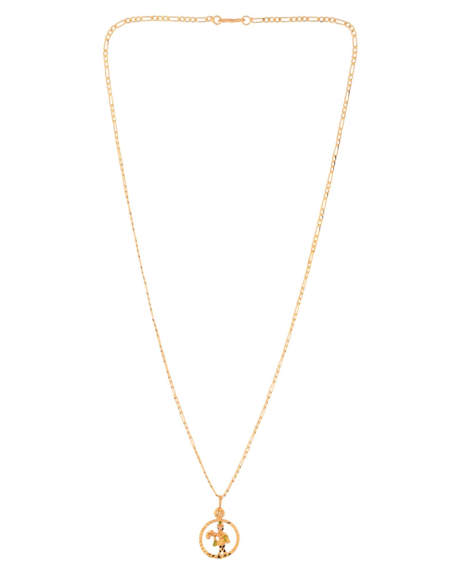 Jewels Nest Gold-Tone Enamel Krishna Circle Pendant Necklace For Women