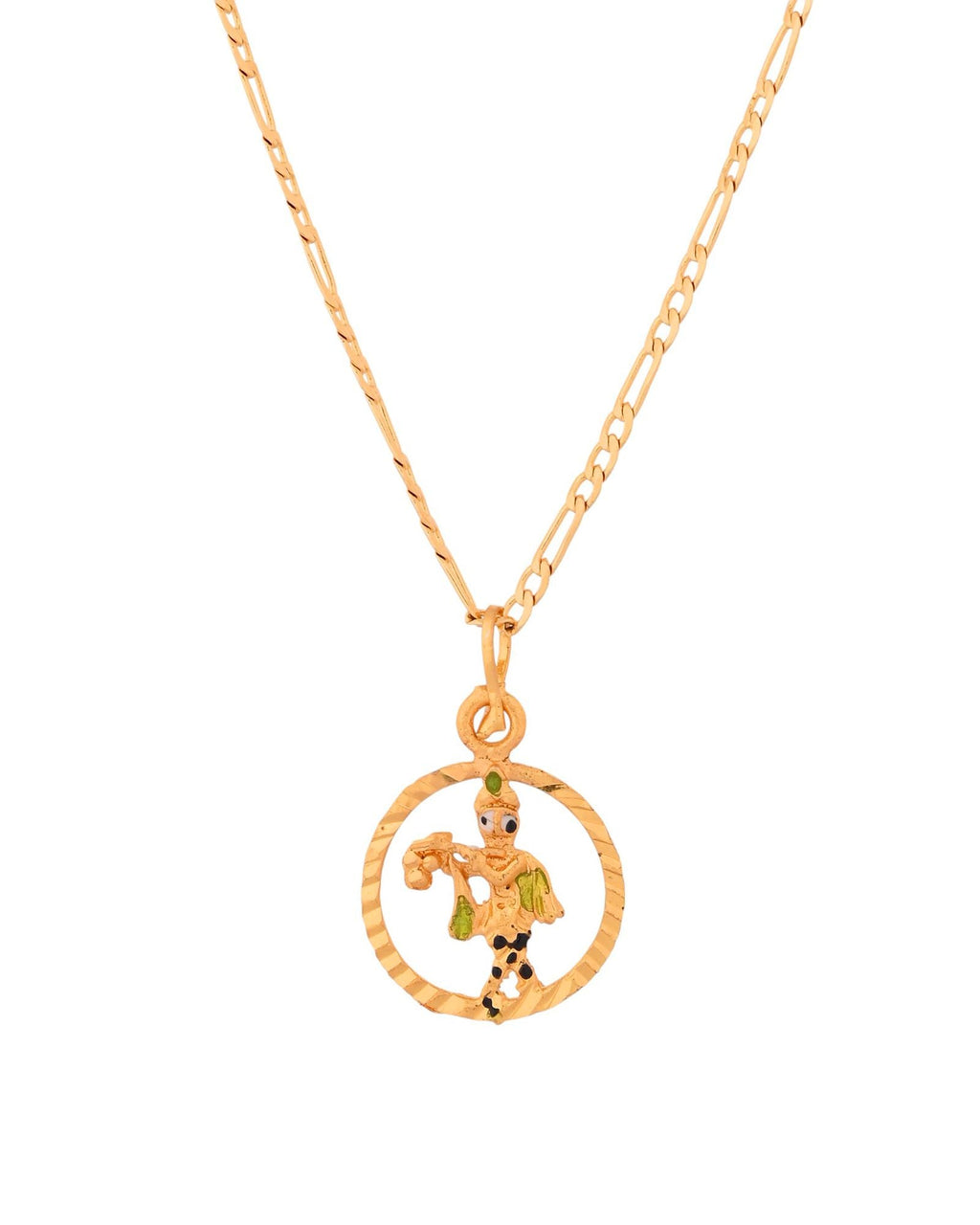 Jewels Nest Gold-Tone Enamel Krishna Circle Pendant Necklace For Women