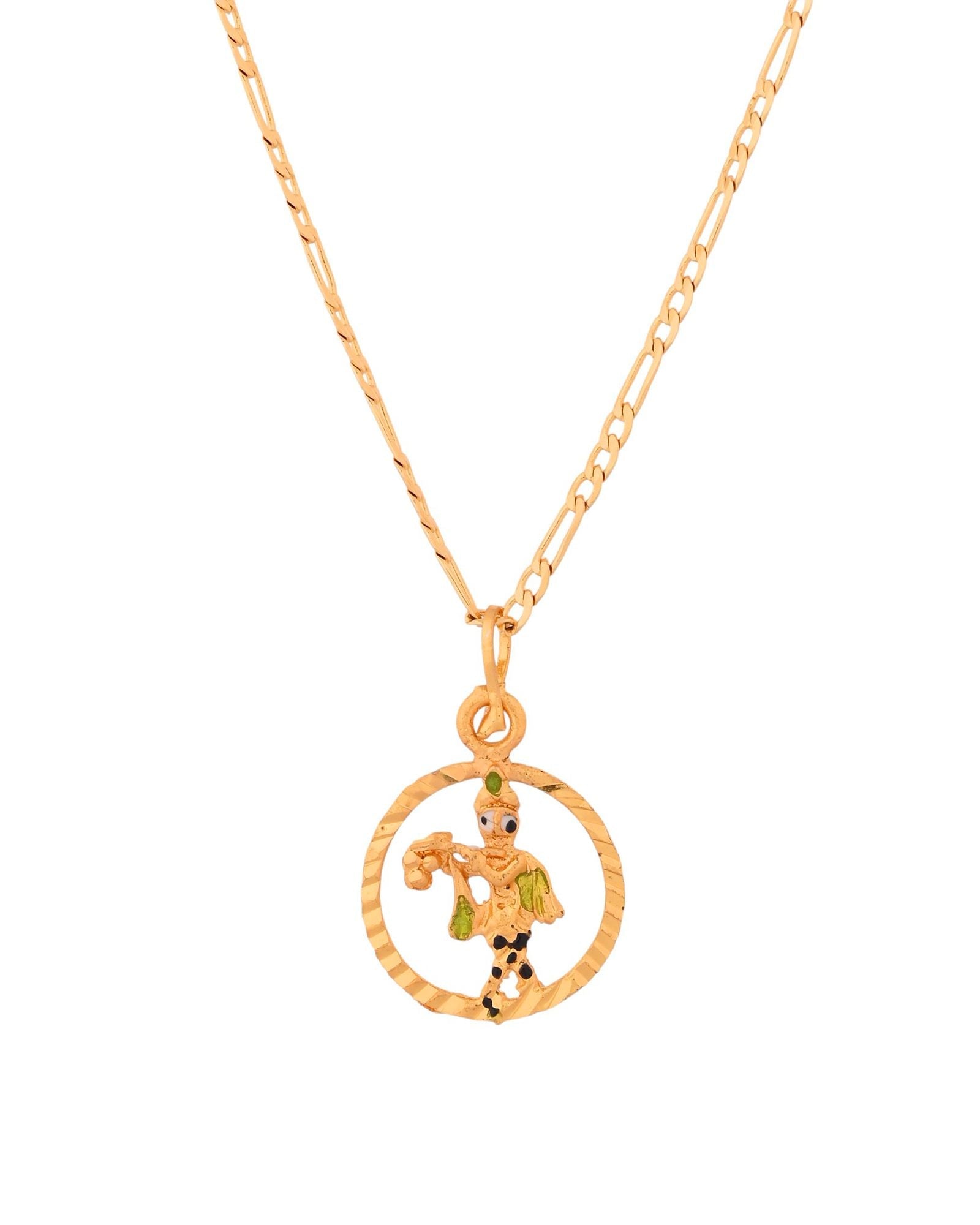 Jewels Nest Gold-Tone Enamel Krishna Circle Pendant Necklace For Women