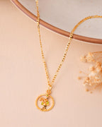 Jewels Nest Gold-Tone Enamel Krishna Circle Pendant Necklace For Women