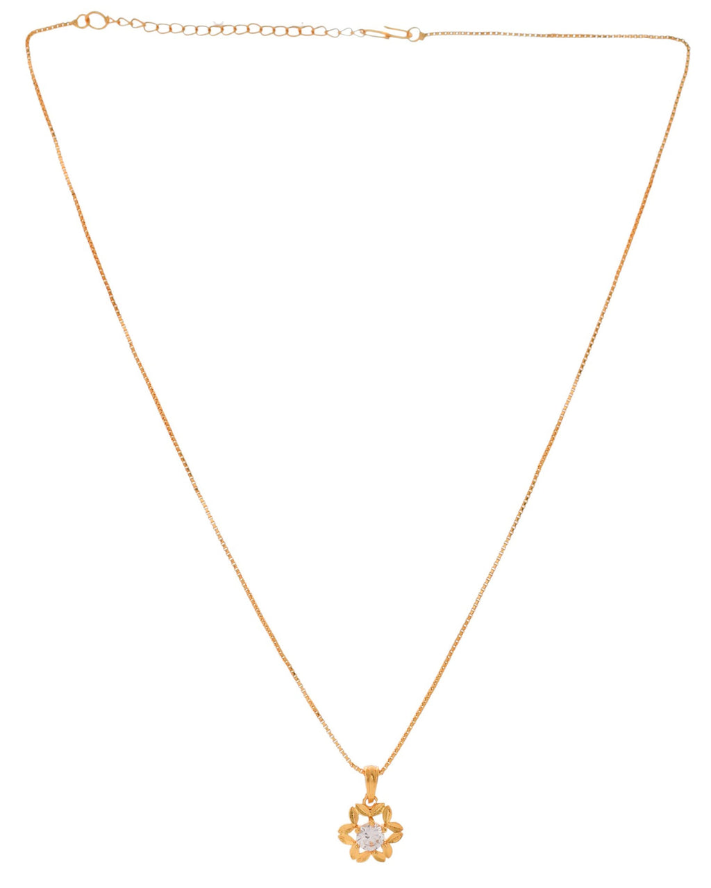 Jewels Nest Elegant Gold-Polished Floral Pendant with Sparkling Stone