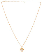 Jewels Nest Elegant Gold-Polished Floral Pendant with Sparkling Stone