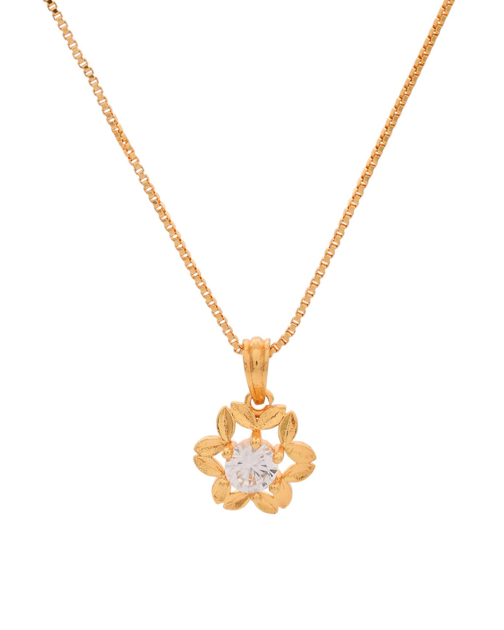 Jewels Nest Elegant Gold-Polished Floral Pendant with Sparkling Stone
