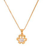 Jewels Nest Elegant Gold-Polished Floral Pendant with Sparkling Stone