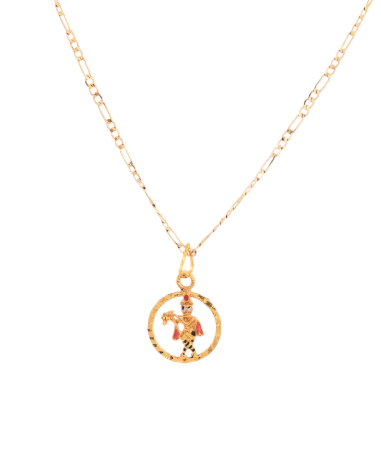 Jewels Nest Gold-Tone Enamel Krishna Circle Pendant Necklace For Women
