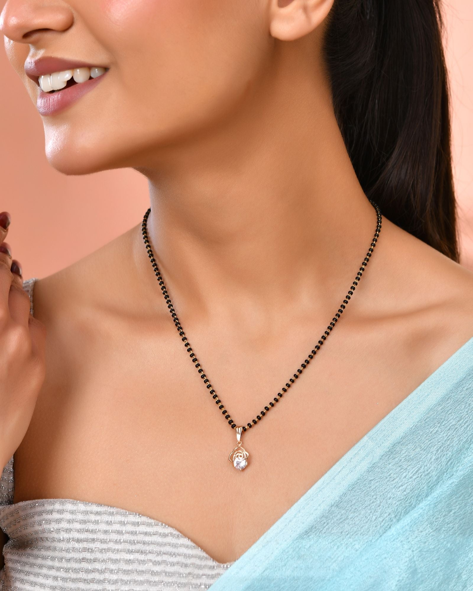 Jewels Nest Gold-Tone Cz Mangalsutra Pendant Necklace For Women - Distacart