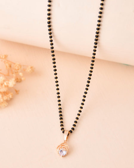 Jewels Nest Gold-Tone Cz Mangalsutra Pendant Necklace For Women