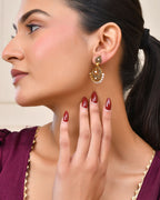 Jewels Nest Gold-Tone Oxidised Pearl Drop Chandbali Earrings - Distacart
