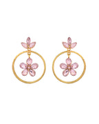 Jewels Nest Gold-Tone Floral Crystal Hoop Earrings For Women