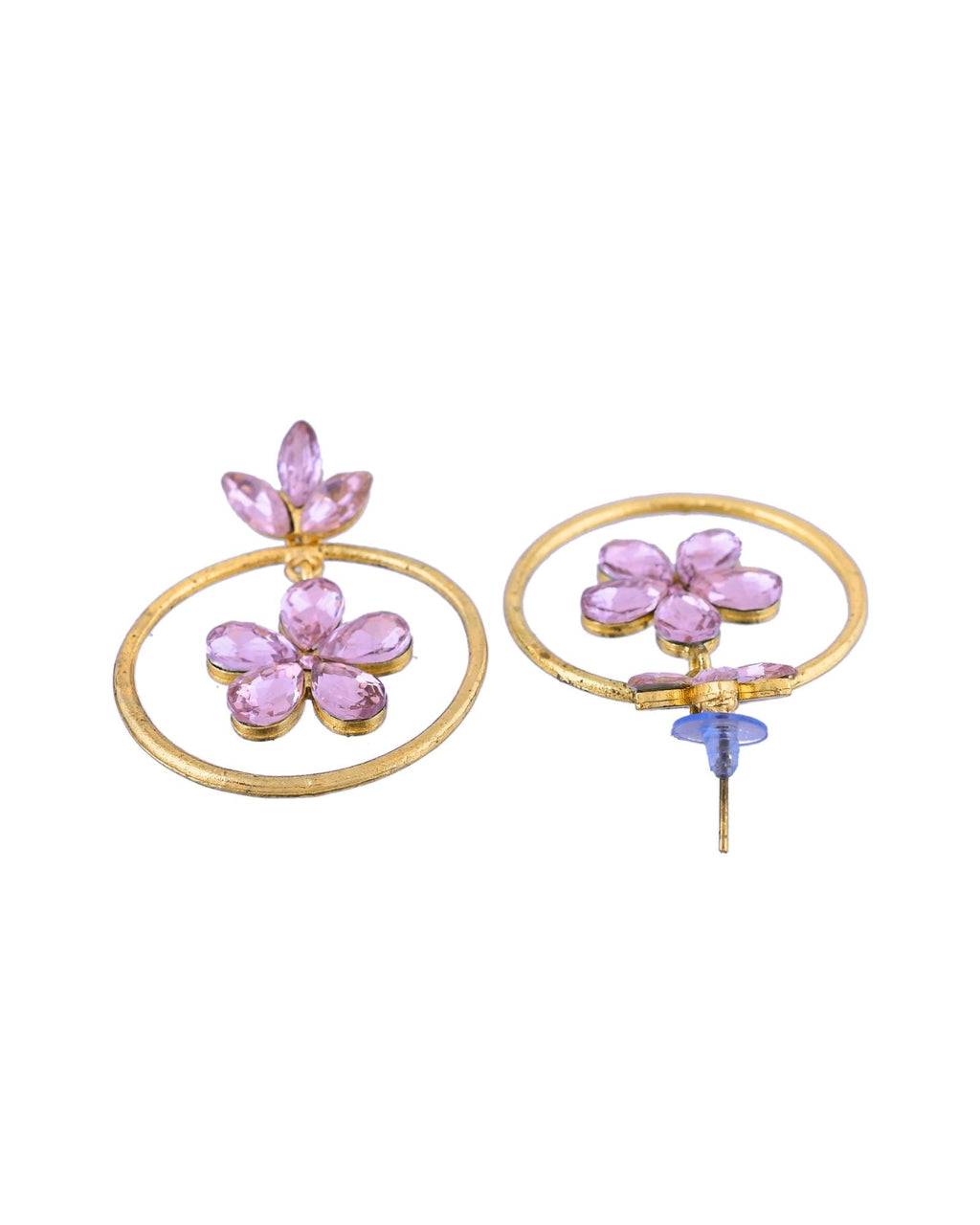 Jewels Nest Gold-Tone Floral Crystal Hoop Earrings For Women