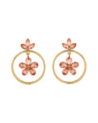Jewels Nest Gold-Tone Peach Crystal Floral Hoop Earrings For Women - Distacart